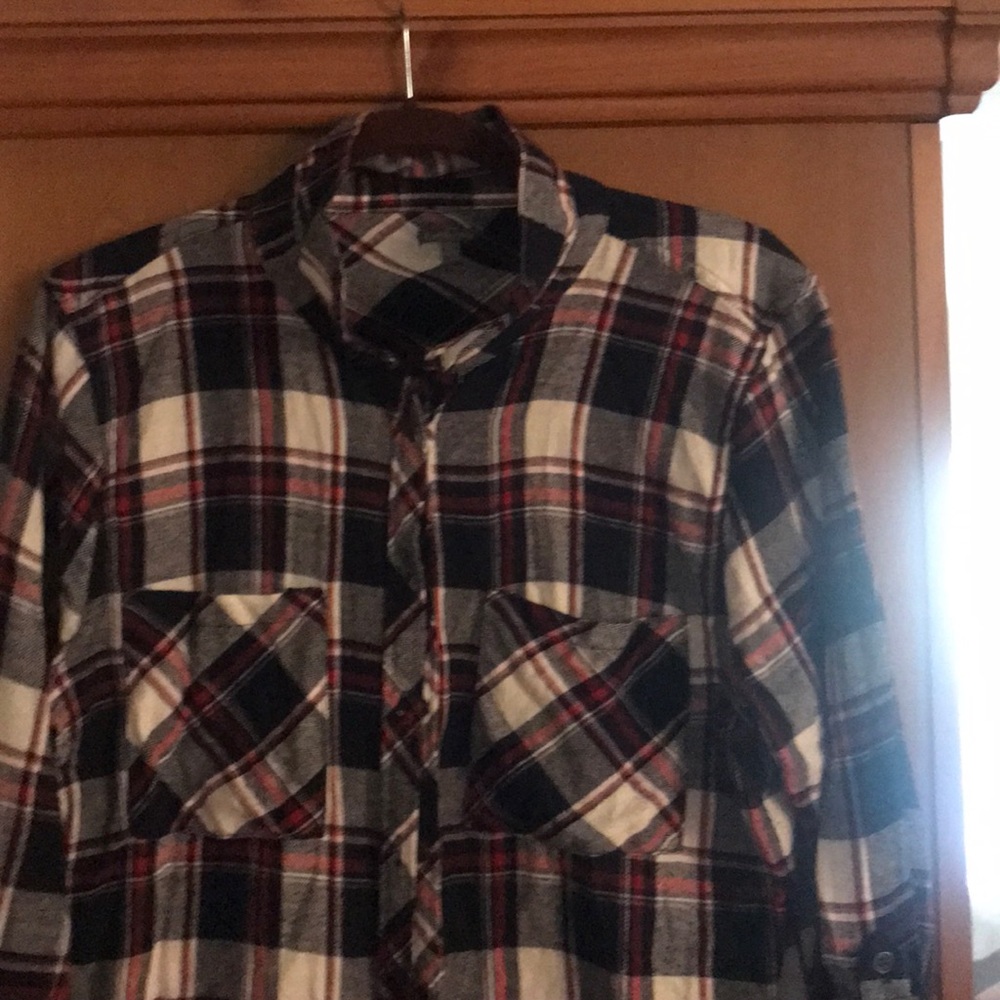 Charlotte Russe.. red/white/blue flannel shirt